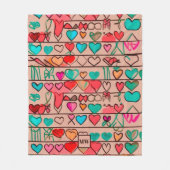 Farbenfrohe, skizzenhafte Herzen und Bänder, Monog Fleecedecke (Vorderseite)