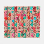 Farbenfrohe, skizzenhafte Herzen und Bänder, Monog Fleecedecke (Vorderseite (Horizontal))