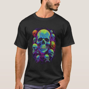 Farbenfrohe Skulls Kunstskelett Kopf Halloween C T-Shirt