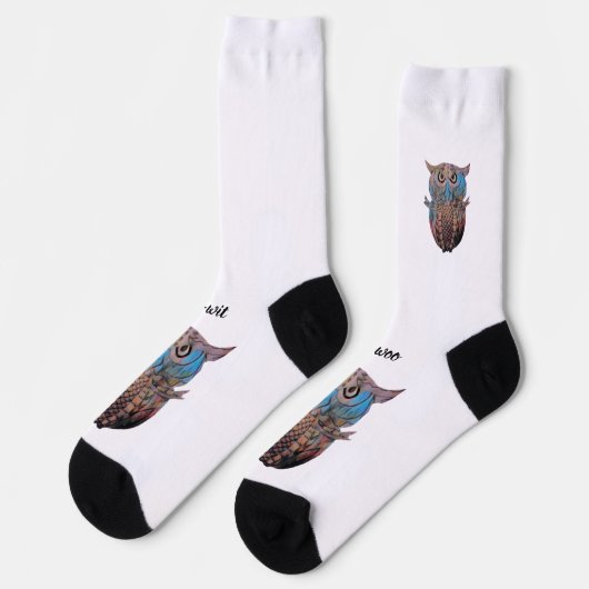 Farbenfrohe skurrile Eulensocken Socken (Linkes Detail)