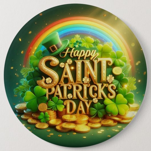 Farbenfrohe, skurrile Rainbow St. Patrick's Day Button (Vorderseite)