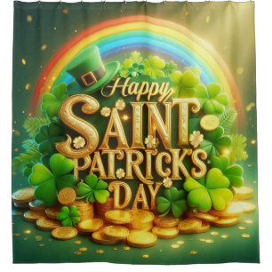 Farbenfrohe, skurrile Rainbow St. Patrick's Day Duschvorhang