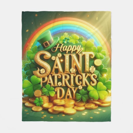 Farbenfrohe, skurrile Rainbow St. Patrick's Day Fleecedecke (Vorderseite)