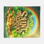 Farbenfrohe, skurrile Rainbow St. Patrick's Day Fleecedecke (Vorderseite (Horizontal))