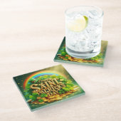 Farbenfrohe, skurrile Rainbow St. Patrick's Day Glasuntersetzer (Schrägansicht)