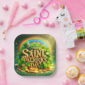 Farbenfrohe, skurrile Rainbow St. Patrick's Day Pappteller (Party)