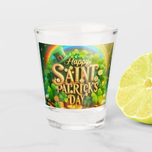 Farbenfrohe, skurrile Rainbow St. Patrick's Day Schnapsglas