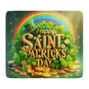 Farbenfrohe, skurrile Rainbow St. Patrick's Day Schneidebrett