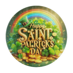 Farbenfrohe, skurrile Rainbow St. Patrick's Day Schneidebrett