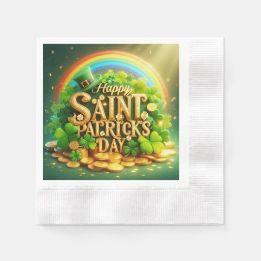 Farbenfrohe, skurrile Rainbow St. Patrick's Day Serviette (Vorderseite)