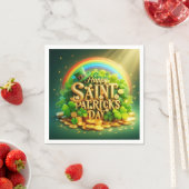 Farbenfrohe, skurrile Rainbow St. Patrick's Day Serviette (Beispiel)