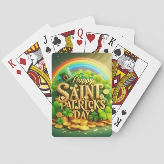 Farbenfrohe, skurrile Rainbow St. Patrick's Day Spielkarten (Rückseite)