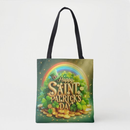Farbenfrohe, skurrile Rainbow St. Patrick's Day Tasche (Vorderseite)