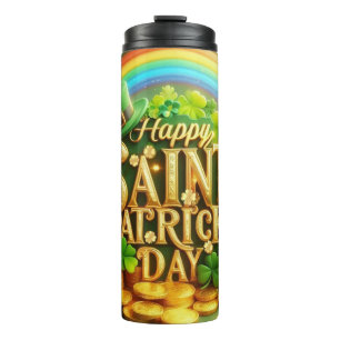 Farbenfrohe, skurrile Rainbow St. Patrick's Day Thermosbecher
