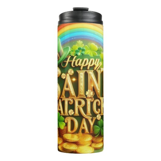 Farbenfrohe, skurrile Rainbow St. Patrick's Day Thermosbecher (Vorderseite)