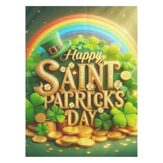 Farbenfrohe, skurrile Rainbow St. Patrick's Day Tischdecke (Vorderseite)