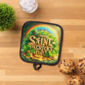 Farbenfrohe, skurrile Rainbow St. Patrick's Day Topflappen (Oben Unten)