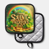 Farbenfrohe, skurrile Rainbow St. Patrick's Day Topflappen (Vorderseite/Rückseite)