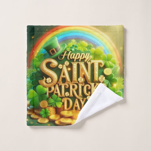 Farbenfrohe, skurrile Rainbow St. Patrick's Day Waschlappen (Waschlappen)