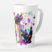 Farbenfrohe skurrile Regenbogenfarben gemalte Kätz Milchtasse (Rechte Ecke)