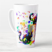 Farbenfrohe skurrile Regenbogenfarben gemalte Kätz Milchtasse (Linke Ecke)