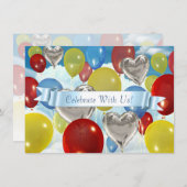 Farbenfrohe Sky Balloons individuelle Einladungen (Vorne/Hinten)