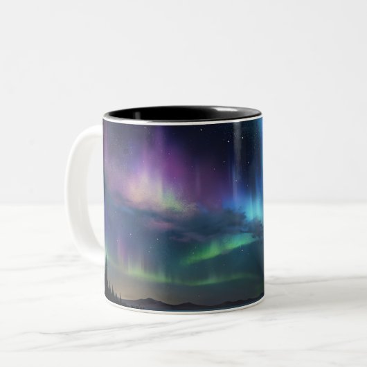 Farbenfrohe Sky Northern Lights Tasse (Vorderseite Links)