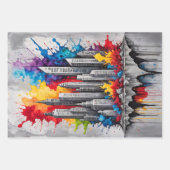 Farbenfrohe Skyline der Stadt mit Aquarellplätzen Geschenkpapier Set (Vorderseite 2)