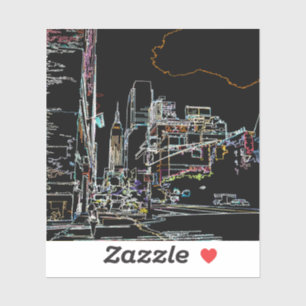 Farbenfrohe Skyline in Manhattan Aufkleber