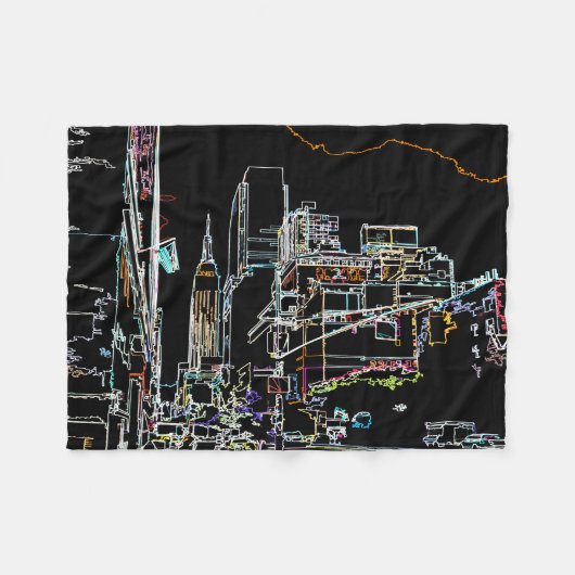Farbenfrohe Skyline in Manhattan Fleecedecke (Vorderseite (Horizontal))