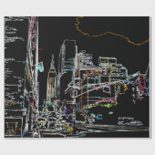 Farbenfrohe Skyline in Manhattan Geschenkpapier (Flach)