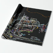 Farbenfrohe Skyline in Manhattan Geschenkpapier (Ungerollt)