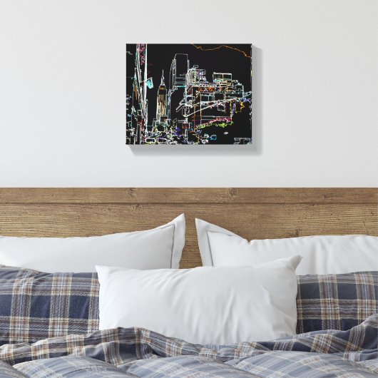 Farbenfrohe Skyline in Manhattan Leinwanddruck (Insitu (Schlafzimmer))