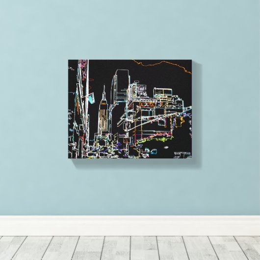 Farbenfrohe Skyline in Manhattan Leinwanddruck (Insitu (Holzboden))
