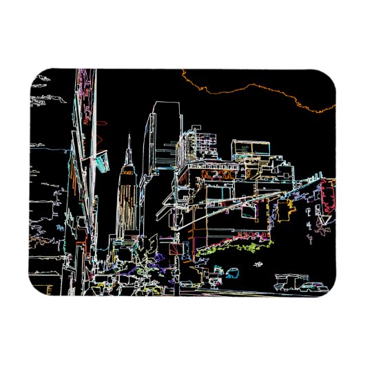 Farbenfrohe Skyline in Manhattan Magnet (Horizontal)