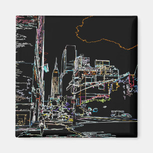 Farbenfrohe Skyline in Manhattan Magnet