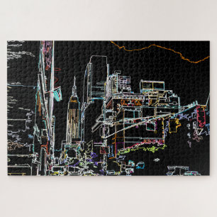 Farbenfrohe Skyline in Manhattan Puzzle
