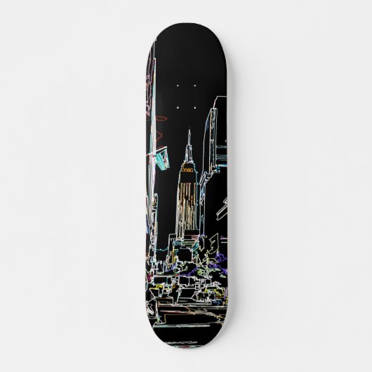 Farbenfrohe Skyline in Manhattan Skateboard (Vorne)