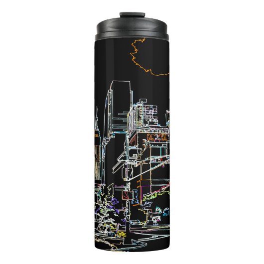 Farbenfrohe Skyline in Manhattan Thermosbecher (Vorderseite)