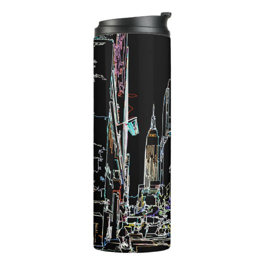 Farbenfrohe Skyline in Manhattan Thermosbecher (Nach links gedreht)