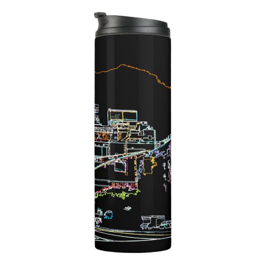 Farbenfrohe Skyline in Manhattan Thermosbecher (Nach rechts gedreht)