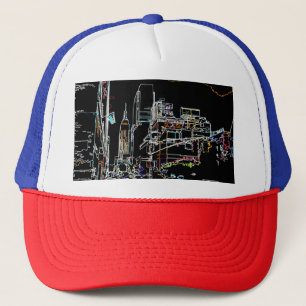 Farbenfrohe Skyline in Manhattan Truckerkappe