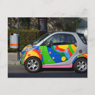 Farbenfrohe Smart Car Postkarte