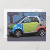Farbenfrohe Smart Car Postkarte (Vorne/Hinten)
