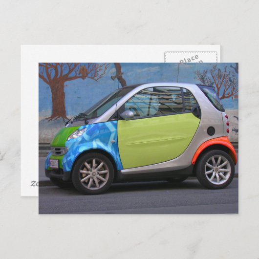 Farbenfrohe Smart Car Postkarte (Vorne/Hinten)