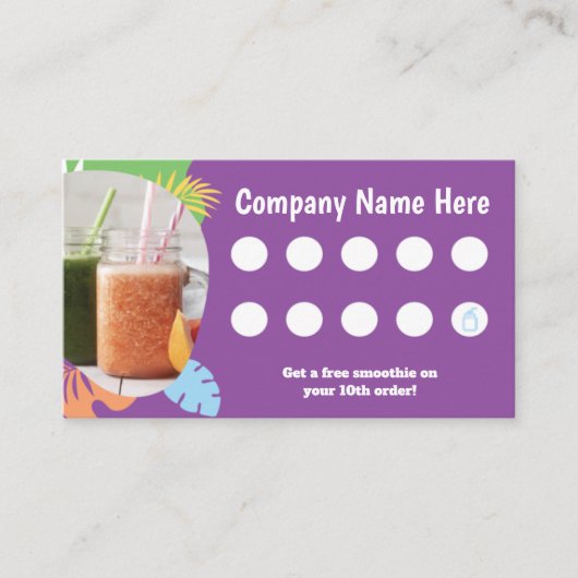 Farbenfrohe Smoothies Store Juice Bar Loyalty Card Treuekarte (Vorderseite)
