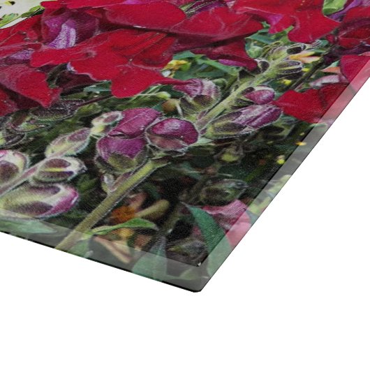 Farbenfrohe Snapdragon Garden Schneidebrett (Ecke)