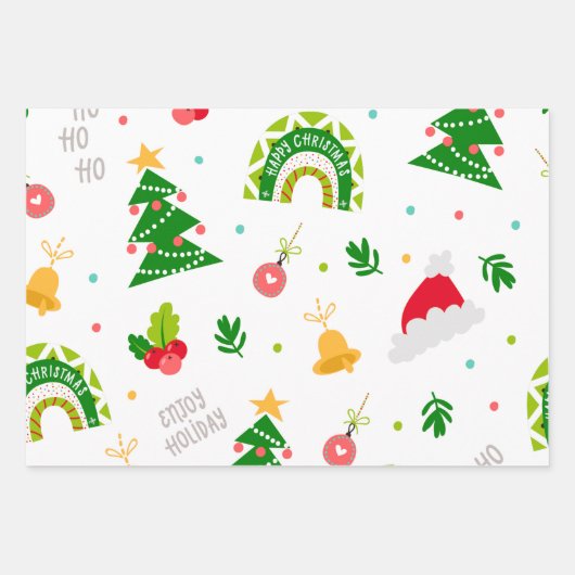 Farbenfrohe Snow Globe Snowman Weihnachtsmuster Geschenkpapier Set (Vorderseite 2)