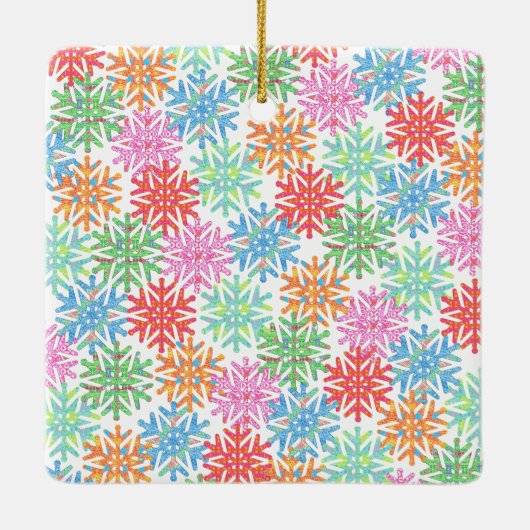 Farbenfrohe Snowflake Cat Picture Ornament (Rückseite)