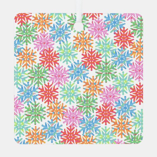 Farbenfrohe Snowflake Cat Picture Ornament (Rückseite)